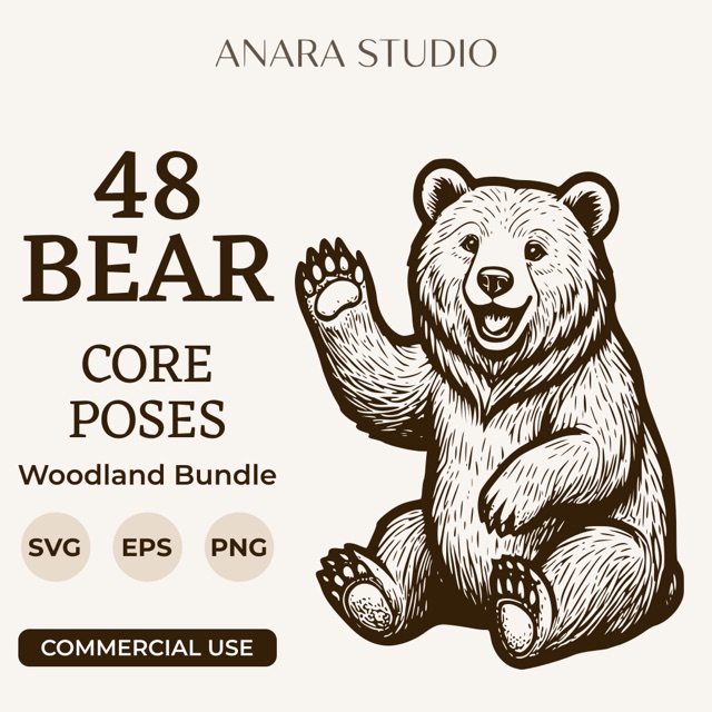 Woodland bear poses bundle cover