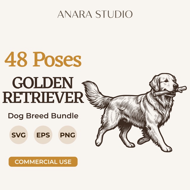 48 Golden Retriever poses bundle cover