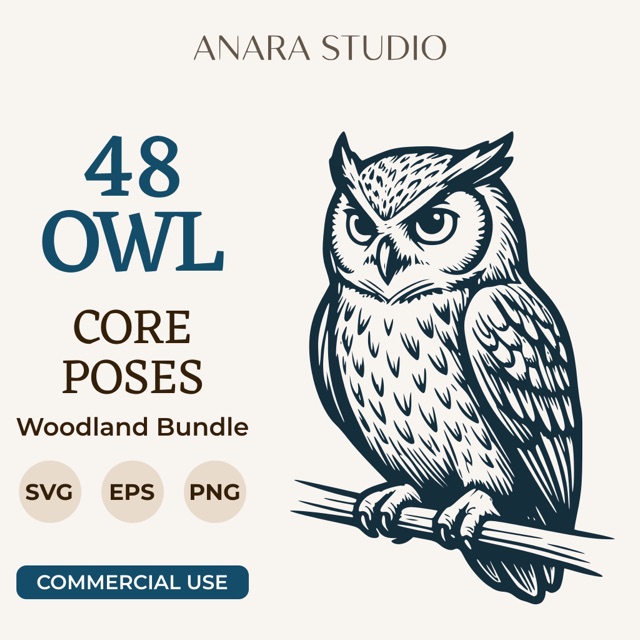 Woodland owl poses bundle cover